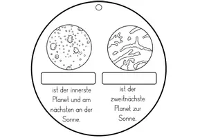 Vorschau - Arbeitsblätter - Planeten / Sonnensystem - 3D Mobile Bastelvorlage - Seite 1