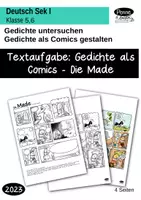 Vorschau - Arbeitsblätter - Gedichte untersuchen: Gedichte als Comics gestalten: Die Made von Heinz Erhardt - Deckblatt