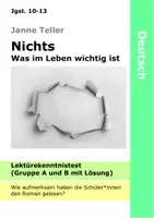 Vorschau - Test - Nichts Was im Leben wichtig ist Lektüretest - Lesetest zum Roman von Janne Teller - Deckblatt