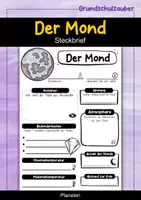 Vorschau - Arbeitsblätter - Steckbrief Mond - Planet im Sonnensystem - Deckblatt