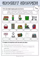 Vorschau - Arbeitsblätter - Grocery Shopping Worksheets - Seite 1