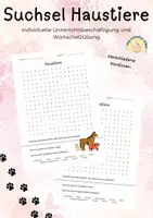 Vorschau - Arbeitsblätter - Suchsel Haustiere 🐈 - Deckblatt