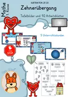 Vorschau - Arbeitsblätter - Subtraktion mit Zehnerübergang im ZR 20 Tafelbilder und ABs - Deckblatt