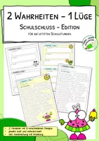 Vorschau - Arbeitsblätter - Schulschluss - Aktivität - 2 Wahrheiten und 1 Lüge - Deckblatt