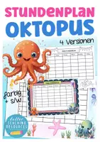 Vorschau - Mal- und Bastelvorlagen - Stundenplan Oktopusklasse Krakenklasse - Deckblatt