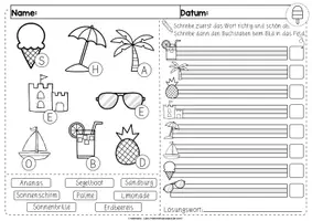 Vorschau - Arbeitsblätter - Mini-Lesespur Sommer | 1. Klasse | differenziert - Seite 1