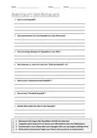 Vorschau - Arbeitsblätter - AB mit Fragen zum Thema "Republik" + Lösungsblatt - Deckblatt
