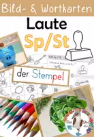 Vorschau - Arbeitsblätter - Laut (Buchstaben) Sp / St - Bildkarten & Wortkarten mit Fotos und Schreibaufgabe - Deckblatt