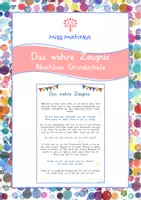 Vorschau - Anderer Materialtyp - Wahres Zeugnis Abschluss Grundschule Wimpel - Deckblatt