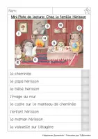 Aperçu - Feuilles d'exercices - Piste de lecture: Chez la famille Hérisson - Page 1