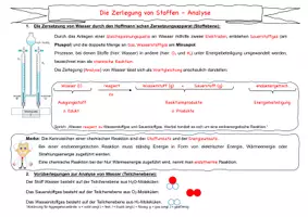 Vorschau - Arbeitsblätter - Die Analyse von Wasser - Hoffmann´schen Zersetzungsapparat - Deckblatt