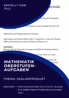 Vorschau - Arbeitsblätter - Mathematik Aufgaben Das Skalarprodukt - Deckblatt
