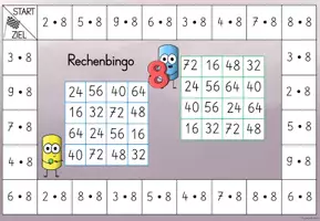Vorschau - Spiele - Würfelspiel Rechenbingo Multiplikation u. Division: 8er-Reihe - Seite 2