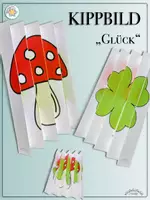Vorschau - Arbeitsblätter - KIPPBILD „GLÜCK“ - bunt & zum Ausmalen (Wackelbild, Agamograph, Zickzack-Bild, Silvester, Neujahr, St. Patrick‘s Day)) - Deckblatt