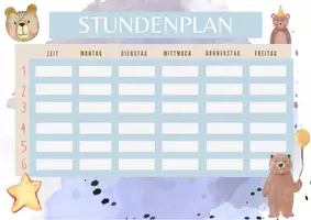 Vorschau - Mal- und Bastelvorlagen - Stundenplan für die Bärenklasse - Seite 1