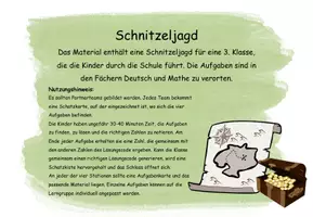 Vorschau - Arbeitsblätter - Schnitzeljagd durch die Schule 3.Klasse Deutsch und Mathe - Deckblatt