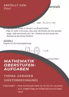 Vorschau - Arbeitsblätter - Mathematik Aufgaben Geraden (Vektorrechnung) - Deckblatt