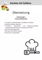 Vorschau - Arbeitsblätter - Kochen mit Calibius: Modus operandi - Tomate Mozzarella - Mit Übersetzung - Seite 3