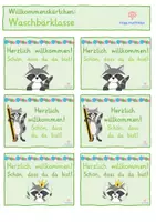 Vorschau - Bildkarten - Grußkarten Waschbär Gruß willkommen Grußkärtchen b #edukiferiensale23 - Seite 1