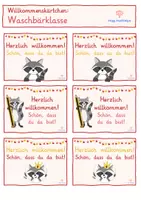 Vorschau - Bildkarten - Grußkarten Waschbär Gruß willkommen Grußkärtchen c #edukiferiensale23 - Seite 1