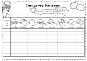 Vista previa - Tarjetas / Manipulativos - Class Survey - Ice Cream - página 1