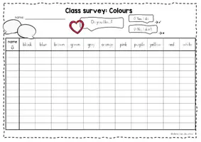 Vista previa - Hojas de trabajo - Class Survey - Colours - página 2