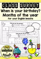 Vista previa - Hojas de trabajo - Class survey - birthdays / months of the year - Portada