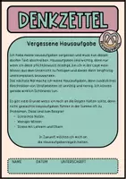 Vorschau - Arbeitsblätter - Denkzettel - vergessene Hausaufgaben - Hausaufgabentext - Seite 1