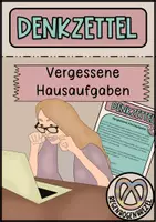 Vorschau - Arbeitsblätter - Denkzettel - vergessene Hausaufgaben - Hausaufgabentext - Deckblatt