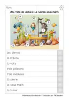 Aperçu - Feuilles d'exercices - Piste de Lecture: Monde sous-marin - Page 1