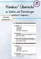 Vorschau - Merkblätter - Handout "Quellen und Darstellungen" Geschichte Kl. 5-7 - Deckblatt