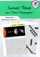 Vorschau - Arbeitsblätter - Suchsel/ Rätsel zum Thema "Sonnensystem", Klasse 5-7 - Deckblatt