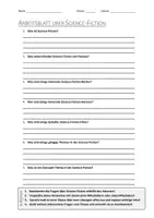 Vorschau - Arbeitsblätter - AB mit Fragen zum Thema "Science-Fiction" + Lösungsblatt + Mindmap + Infografik - Deckblatt