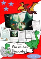 Vorschau - Arbeitsblätter - Lesespur Wo ist das Dinobaby? (4fach differenziert) - Deckblatt