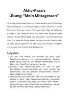 Vorschau - Arbeitsblätter - Aktiv-Passiv Übung: "Mein Mittagessen" - Lösungen und Interactive - Seite 1