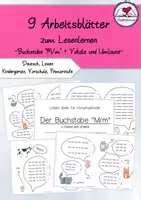 Vorschau - Arbeitsblätter - 9 Arbeitsblätter "Lesen lernen - Buchstabe M/m" - Vorschule/ 1. Klasse - Deckblatt