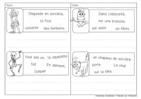 Aperçu - Feuilles d'exercices - Phrases secouées: Halloween - Page 1