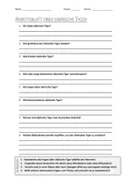 Vorschau - Arbeitsblätter - AB mit Fragen zum Thema "Sibirischer Tiger" + Lösungsblatt - Deckblatt