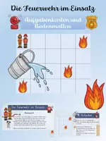 Vorschau - Stationenlernen - Die Feuerwehr im Einsatz! Aufgaben und Bodenmatte - Deckblatt