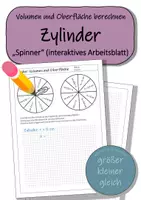Vorschau - Arbeitsblätter - Zylinder: Volumen und Oberfläche – Arbeitsblatt „Spinner“ - Deckblatt
