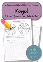 Vorschau - Arbeitsblätter - Kegel: Volumen und Oberfläche – Arbeitsblatt „Spinner“ - Deckblatt