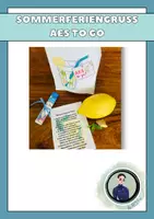 Vorschau - Mal- und Bastelvorlagen - Sommerferien Gruß "AES to go" - Deckblatt