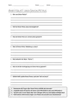 Vorschau - Arbeitsblätter - AB mit Fragen zum Thema "Simon Petrus" + Lösungsblatt + Infografik - Deckblatt