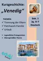 Vorschau - Text - FREEBIE! Kurzgeschichte „Venedig“ (Thema: Familie, Trennung der Eltern, Urlaub, Patchwork-Familie) - Deckblatt