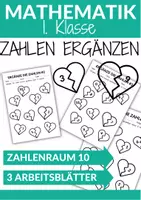 Vorschau - Arbeitsblätter - Zahlen ergänzen 3 Übungsblätter 1. Klasse & 2. Klasse Mathematik Grundschule - Deckblatt