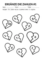 Vorschau - Arbeitsblätter - Zahlen ergänzen 3 Übungsblätter 1. Klasse & 2. Klasse Mathematik Grundschule - Seite 1