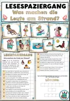 Vorschau - Arbeitsblätter - Lesespaziergang L3 "Was machen die Leute am Strand?" Fortgeschrittene Anfänger - DaZ / DaF / Deutsch - Deckblatt