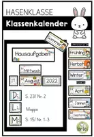 Vorschau - Poster - Klassenkalender - Tafelkalender - Hausübungstafel – Hasenklasse - Deckblatt