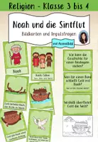 Vorschau - Bildkarten - Bildkarten und Impulsfragen zu "Noah und die Sintflut" - Deckblatt