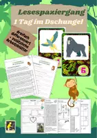 Vorschau - Arbeitsblätter - Lesespaziergang - 1 Tag im Dschungel - Deckblatt